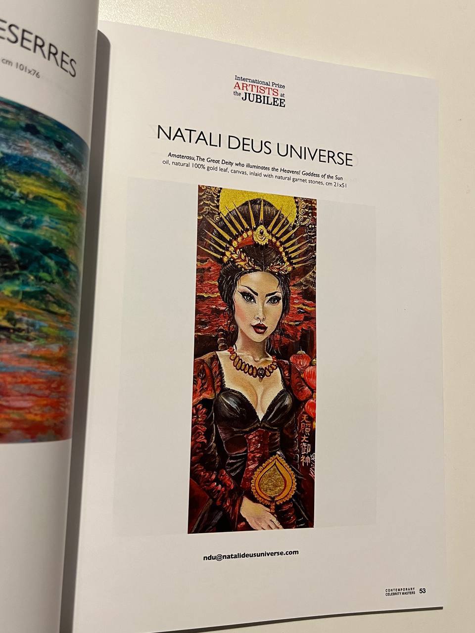 Natali Deus Universe receiving International Prize Artists at the Jubilee.